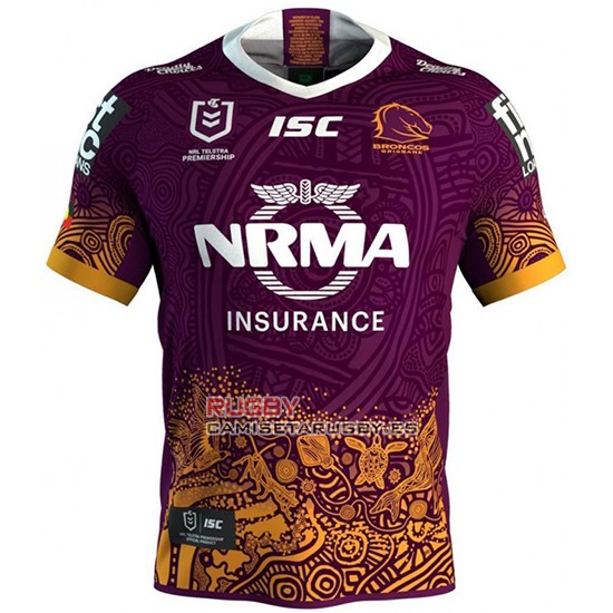 Camiseta Brisbane Broncos Rugby 2019 Indigena